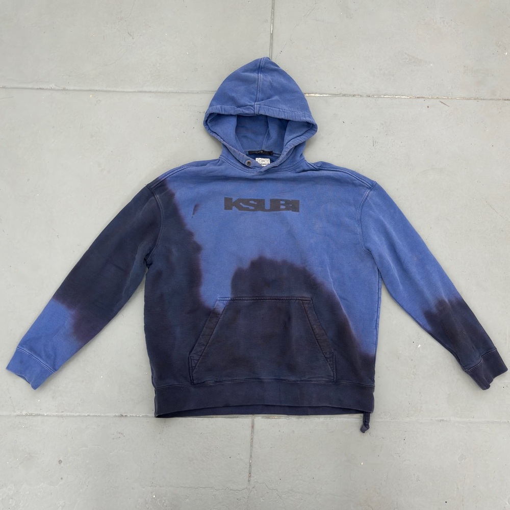 KSUBI oversized hoodie (size LARGE, blue combo garment dye)